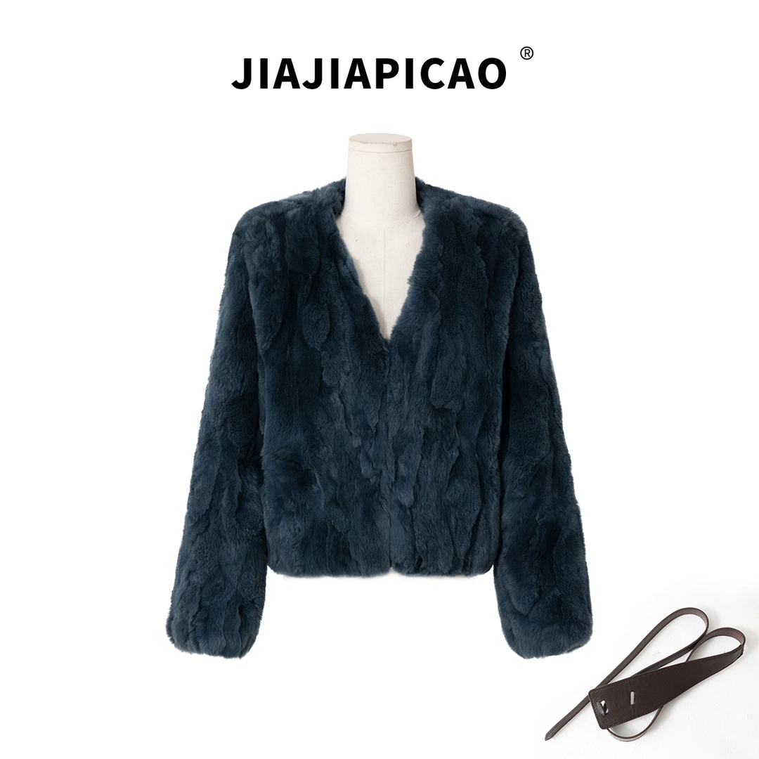 【佳佳新品】简约柔软兔毛皮草外套/2406