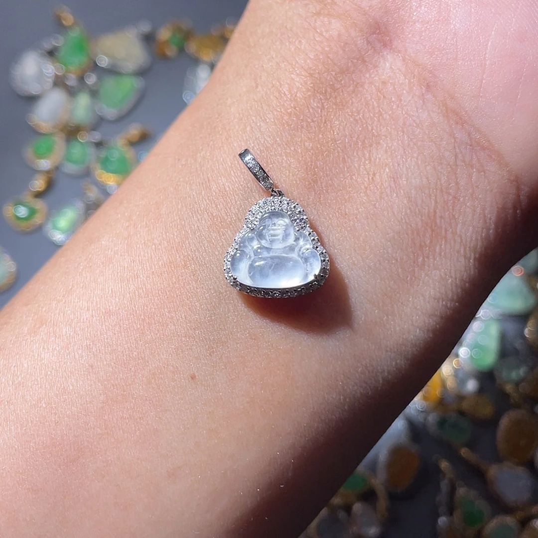 吊坠(不含链)18K金镶嵌翡翠