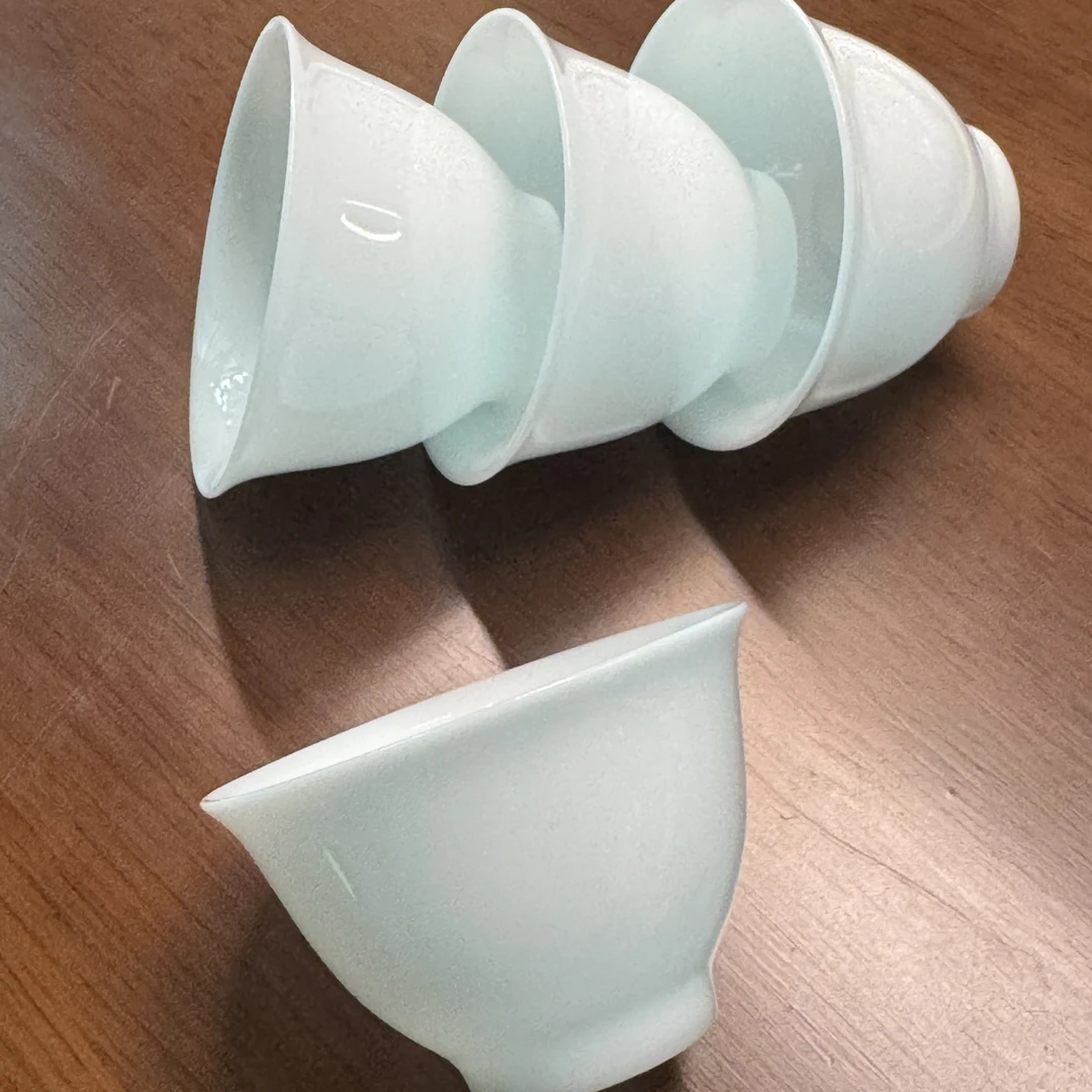 【高级冰种茶杯】纯白色美人杯斗笠杯简约款功夫茶杯自用送礼适用