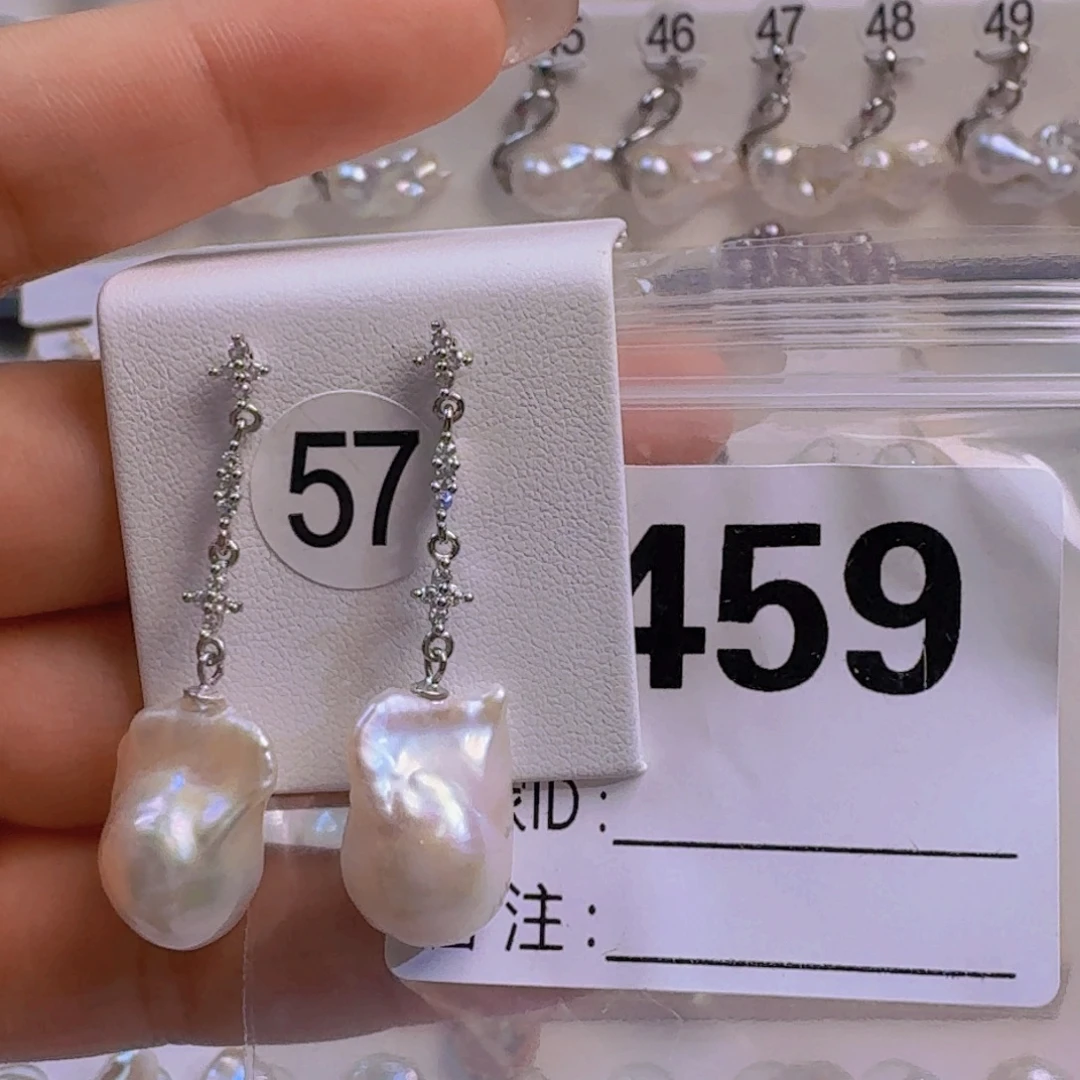 淡水珍珠耳饰银S925镶嵌