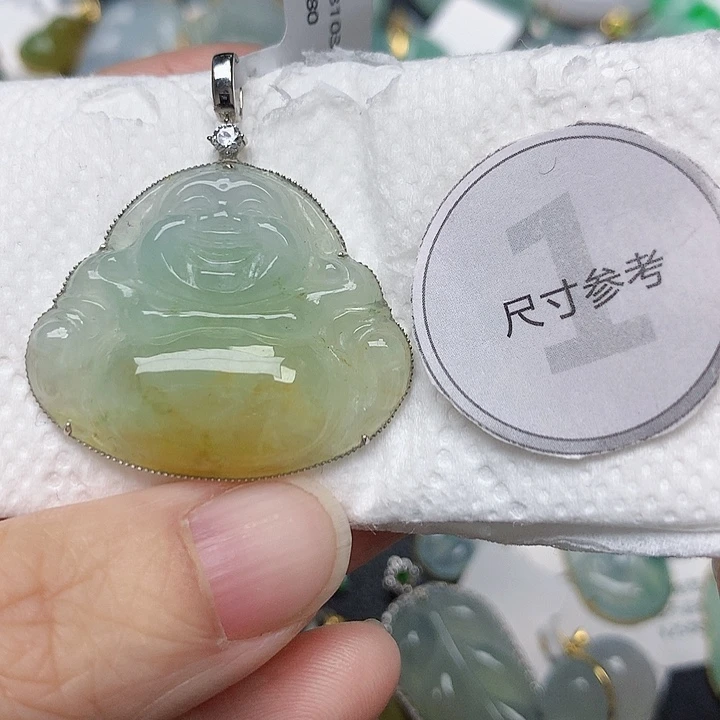 颈饰18K金镶嵌翡翠天然缅甸A货翡翠