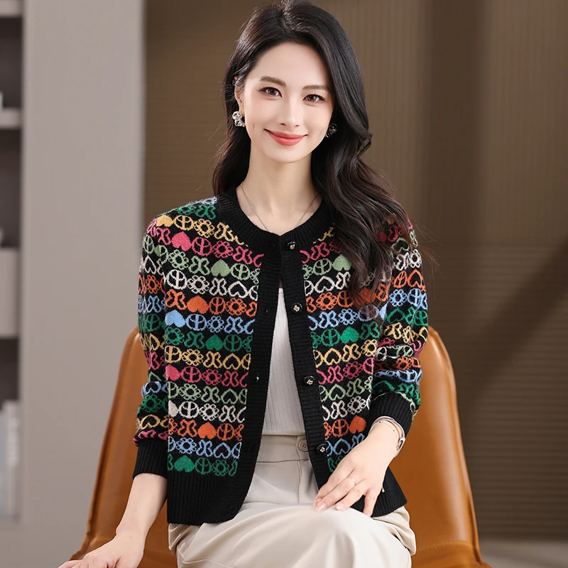 时尚女装品牌女装正品秋冬新款圆领小香风针织开衫小个子针织衫