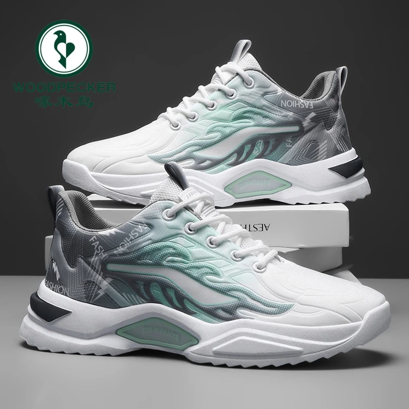 【正品】啄木鸟男鞋2025新款夏季透气青少年学生运动鞋男款跑步鞋子