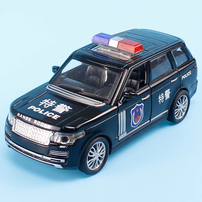 合凯盒装越野警车1/32仿真声光回力合金车模型玩具