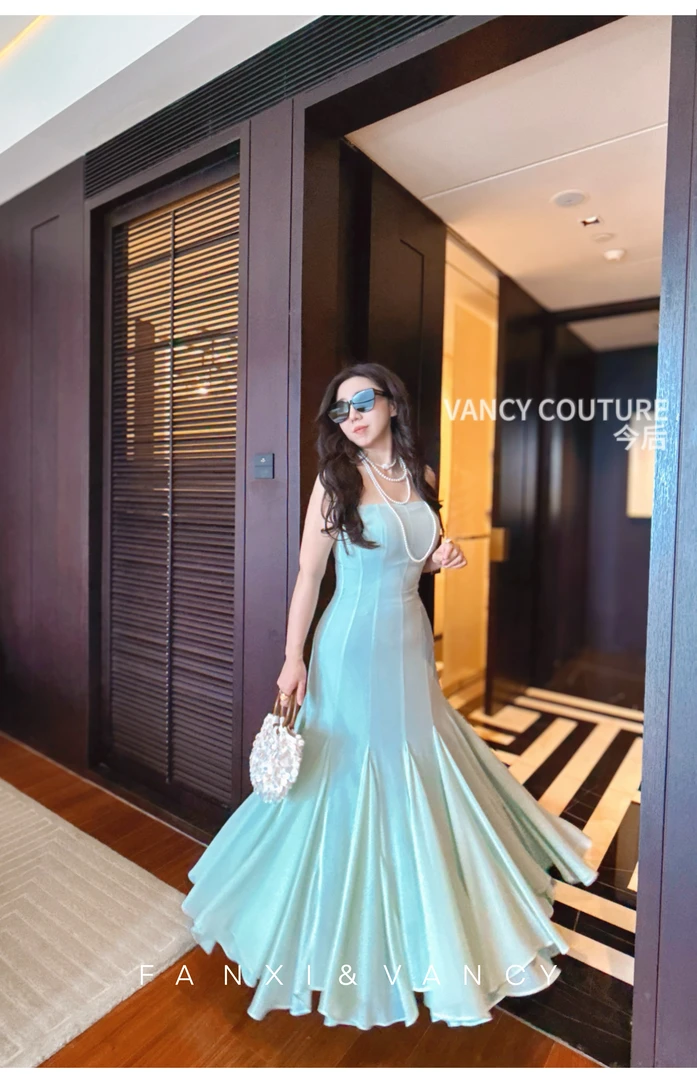 FANXI&VANCY优雅气质性感复古法式鱼尾吊带连衣裙宝藏衣橱180989