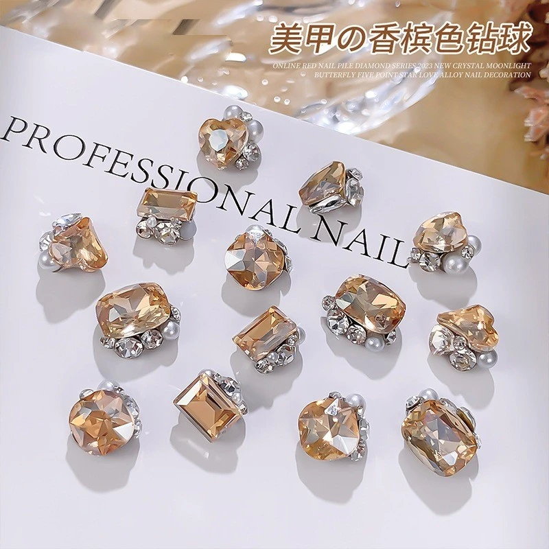 香槟色异形美甲钻球
