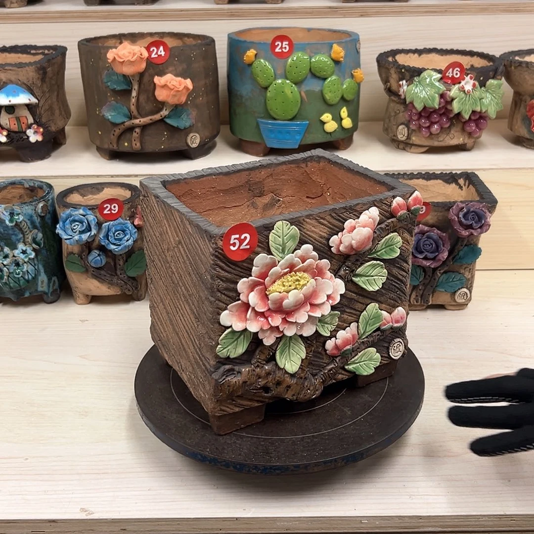 紫砂花盆52号内口16.5×12外高18