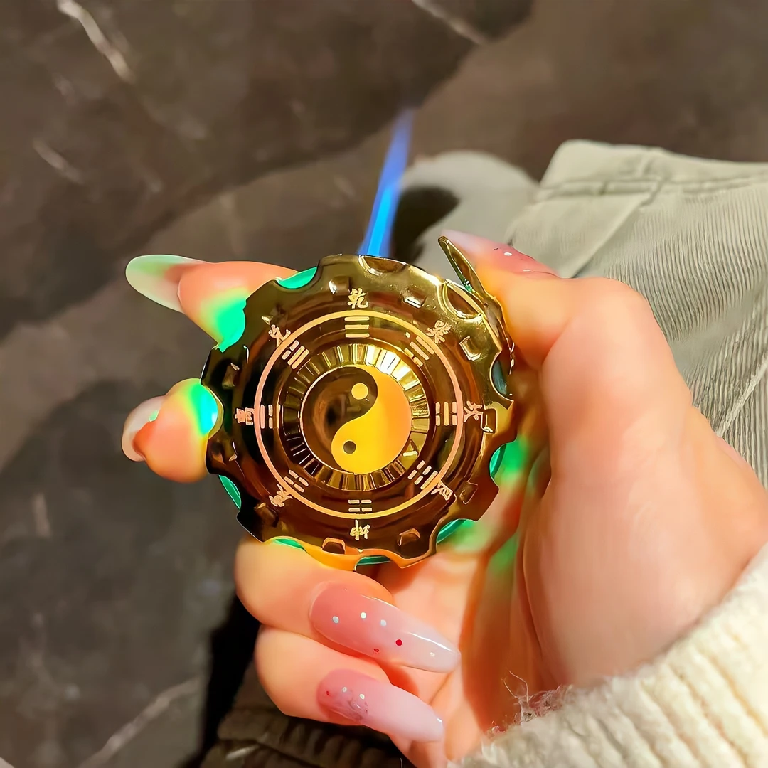 新款转一亿机甲指尖陀螺防风打火机七彩灯发光潮玩解压送男友礼物