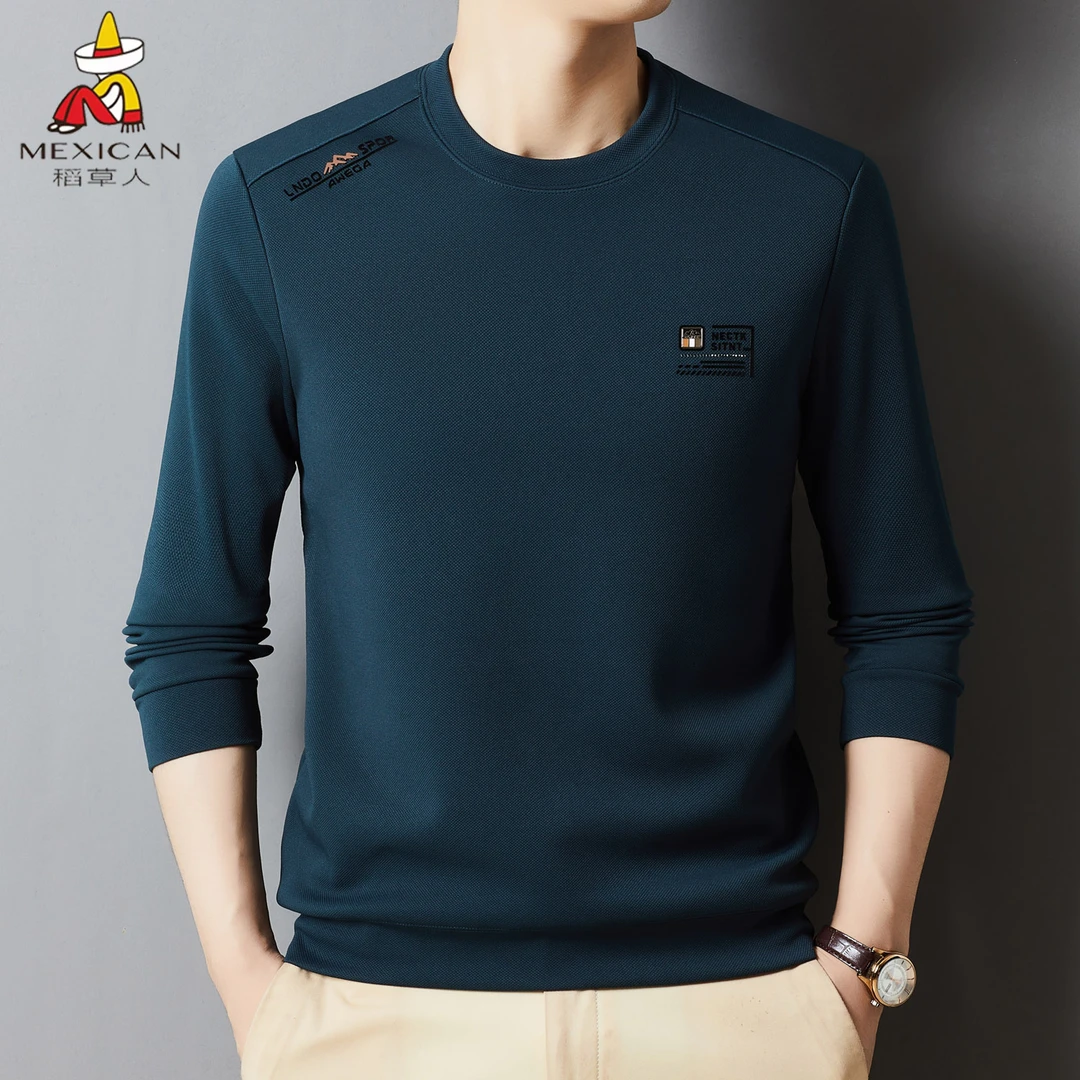 Mexican/稻草人春季新款圆领卫衣男士长袖t恤舒适时尚高档男上衣
