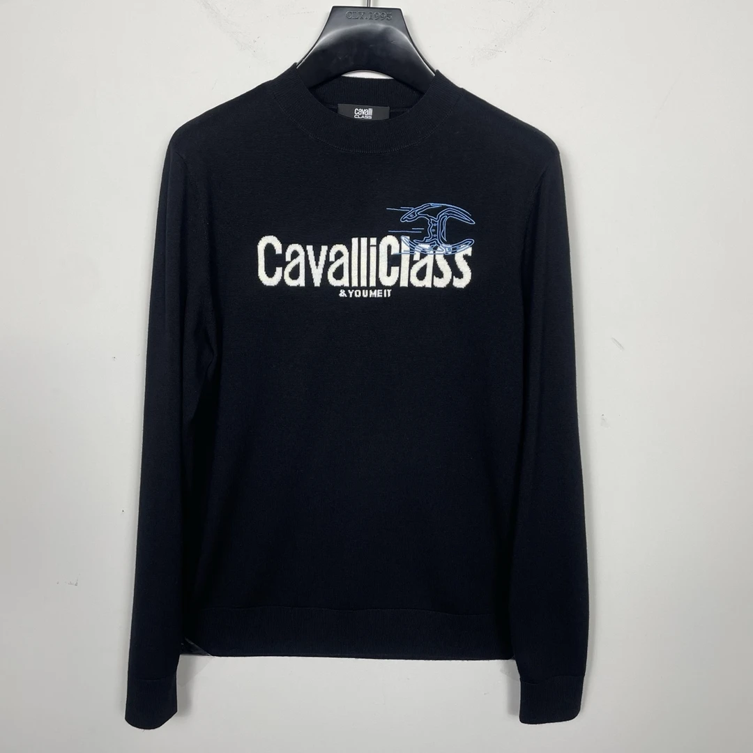 Cavalli Class/卡沃利 秋冬针织中领修身羊绒套衫 2561010/021白