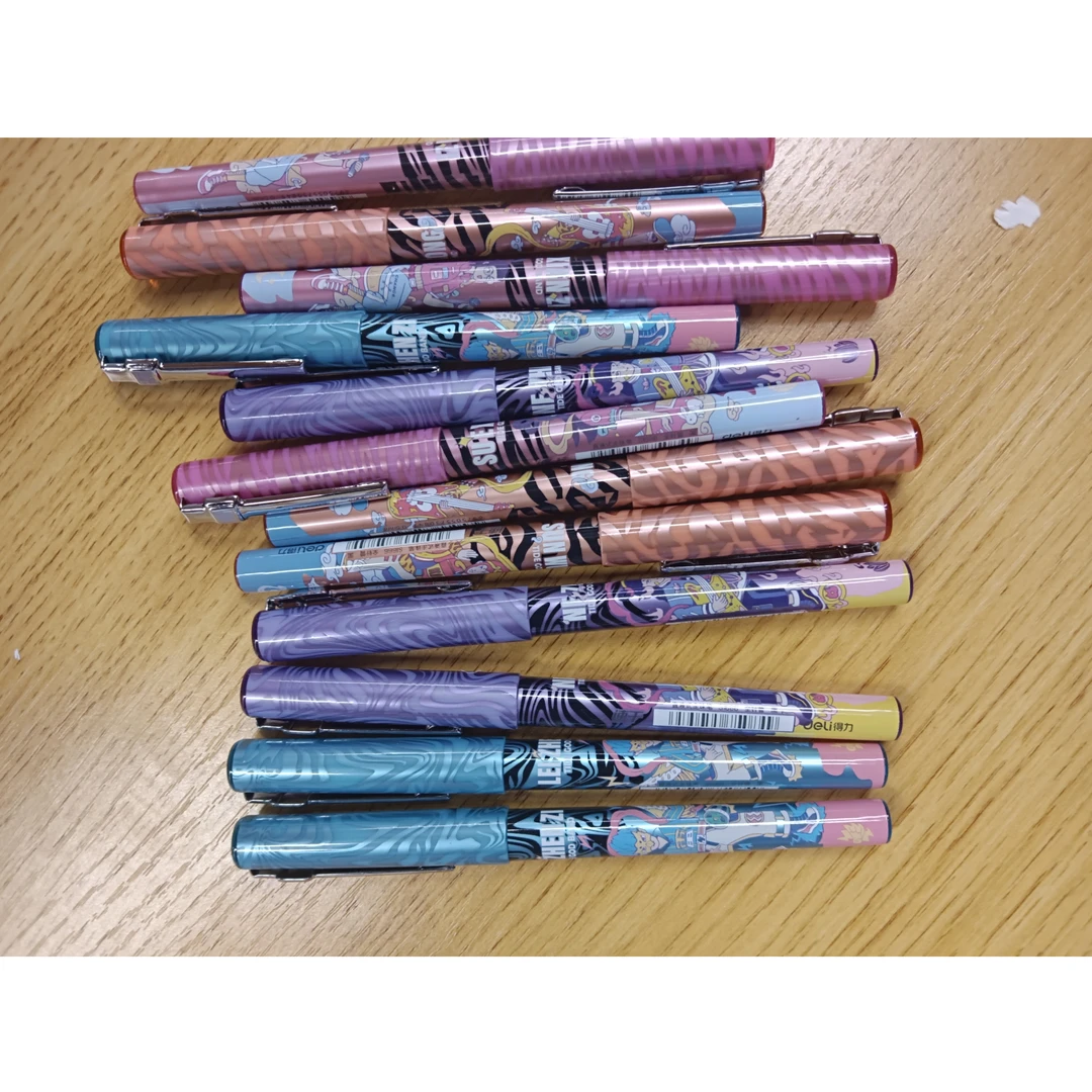 得力s1666中性笔0.5mm全针管直液式走珠笔20支散装