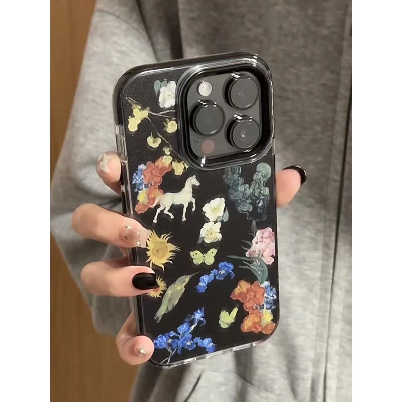 复古图案苹果适用16/15iphone/14promax高级手机壳13/12圈圈壳SS