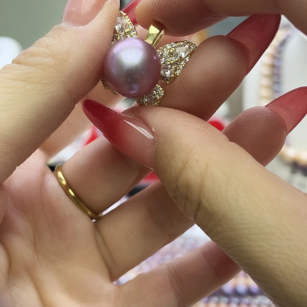 银S925镶嵌耳饰淡水珍珠