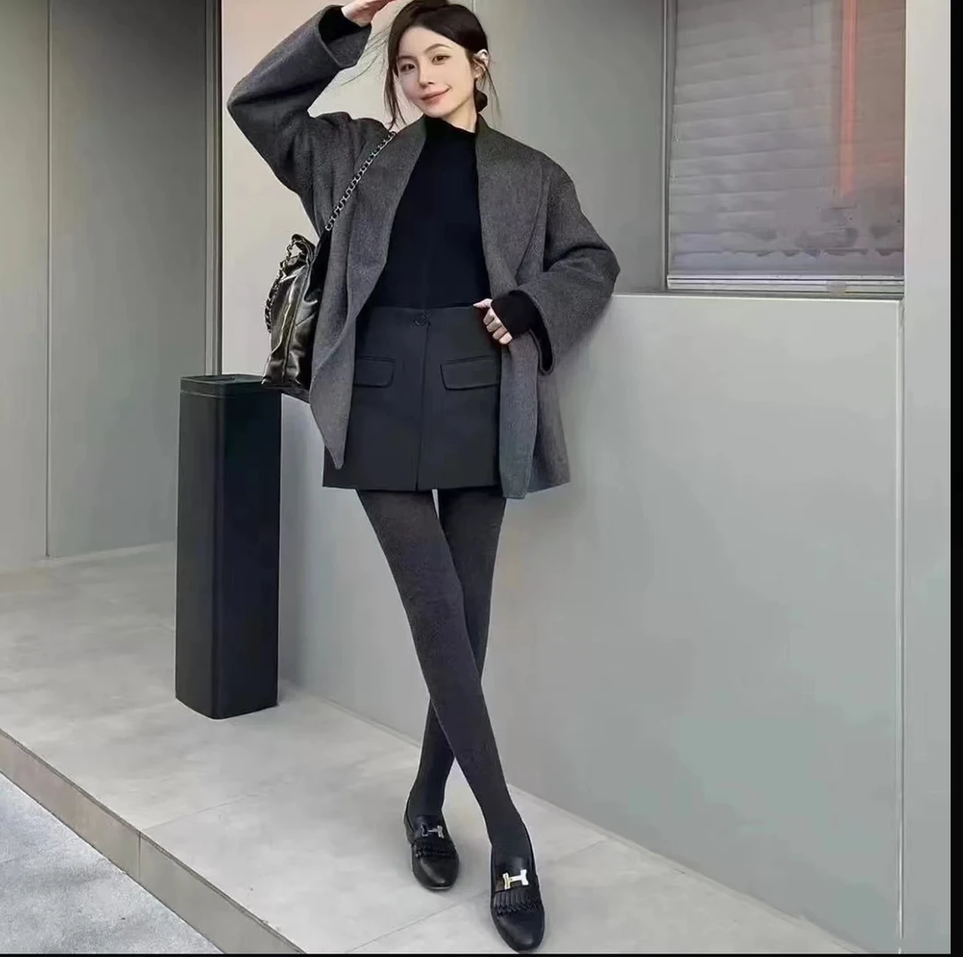 9055女士加绒显瘦打底时尚保暖高弹高腰连体裤袜