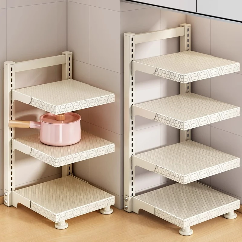 优勤厨房锅具收纳架多功能柜内分层下水槽置物架台面多层放锅架子