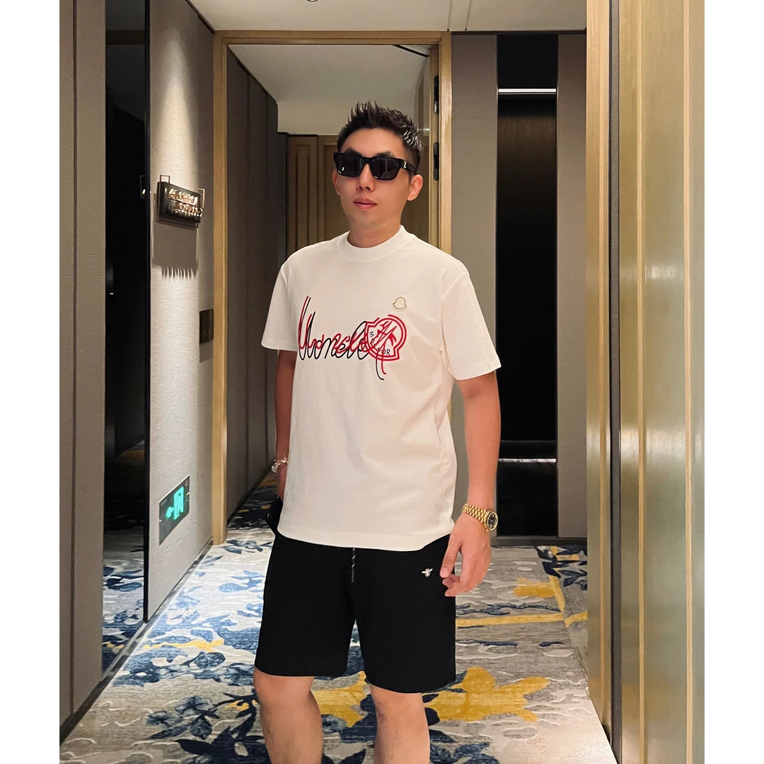 【蒙家签名】25夏季液氨棉立体厚版印撞色盖章短袖T恤男士WMD25208