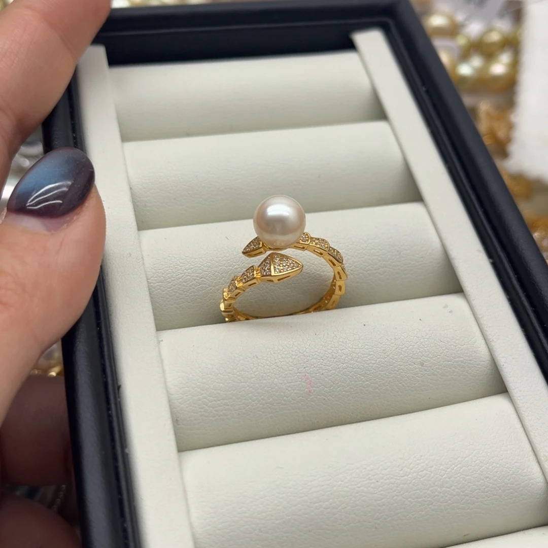 海水珍珠银S925镶嵌戒指