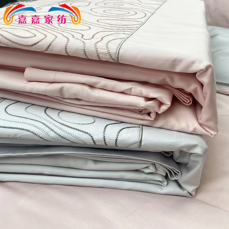 山东魏桥嘉嘉家纺高支高密100支绣花四件套