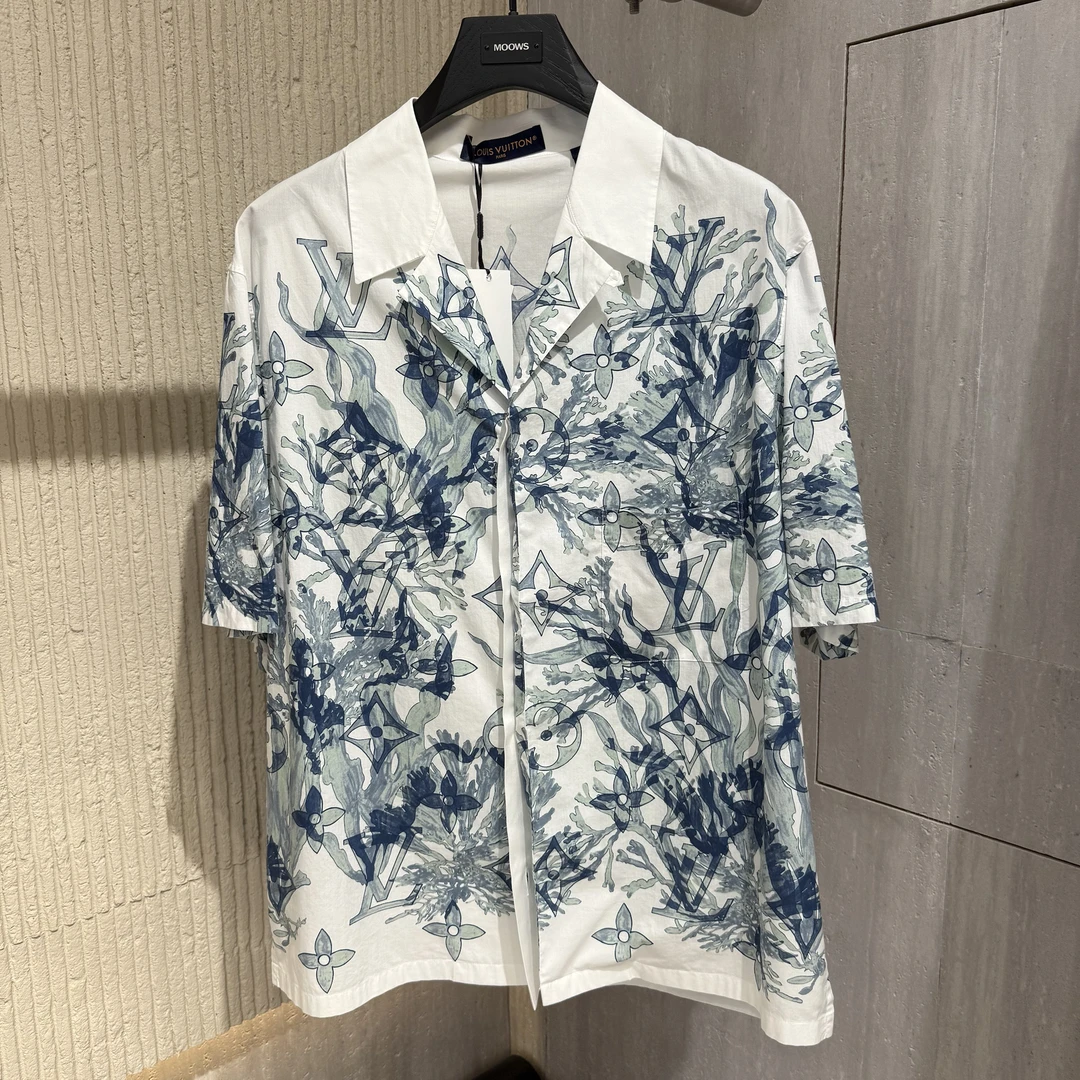 未使用 LouisVuitton/路易威登 拼色字母印花短袖衬衫L 14003825