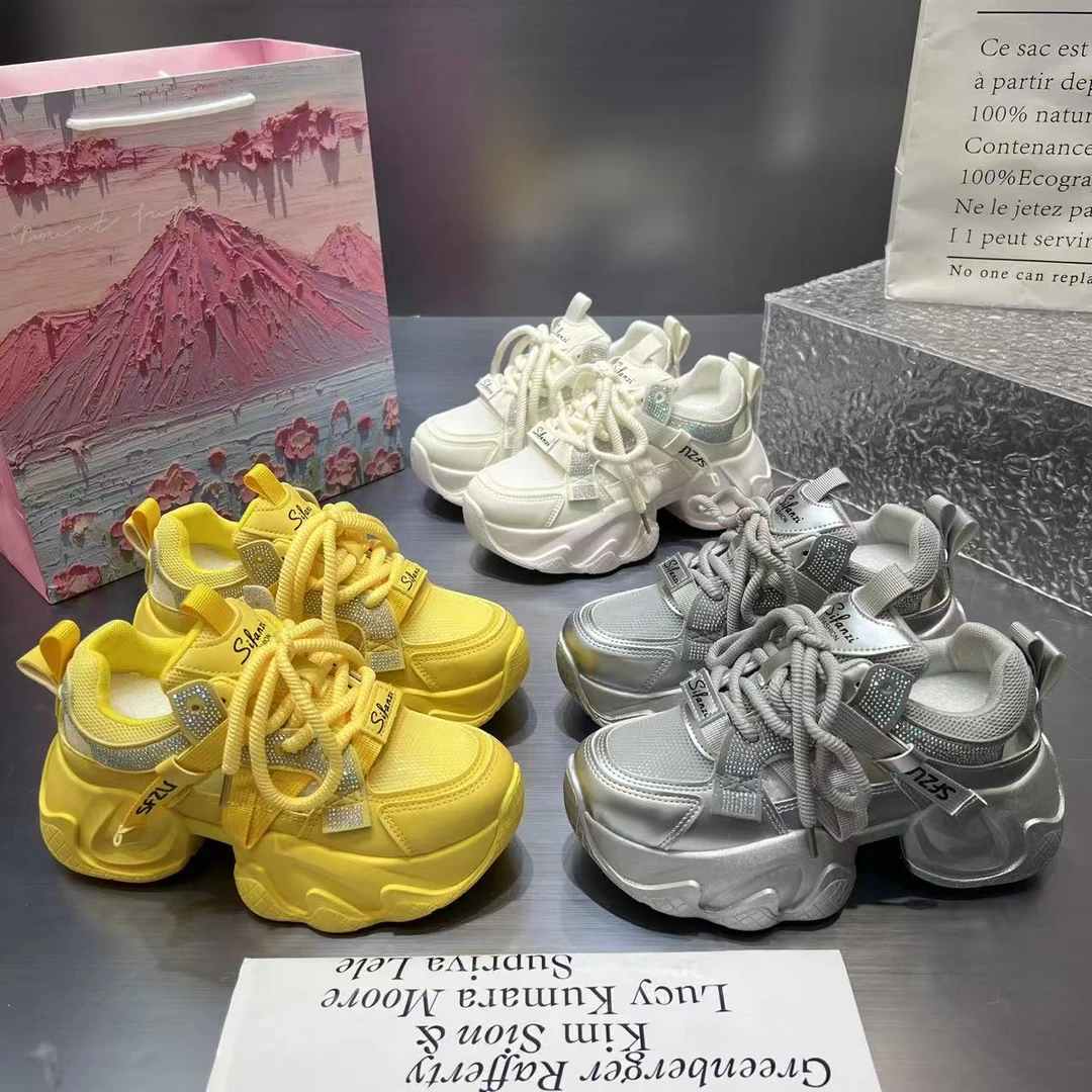 【红】（镂空款）欧货拼色老爹鞋女夏季百搭透网厚底轻便休闲鞋