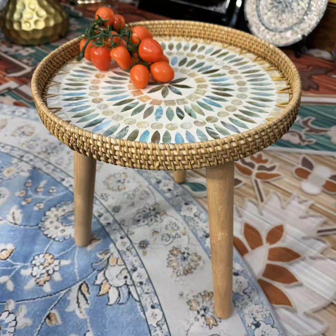 三号店-手工藤编小桌子直径30高30