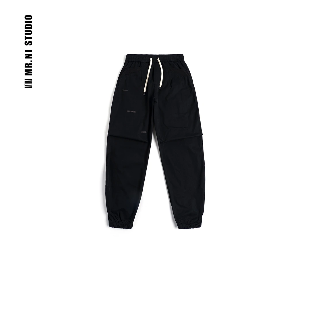 MR.NI/倪先生「隐迹束光」夏季轻薄时尚百搭弯刀宽松束脚工装长裤