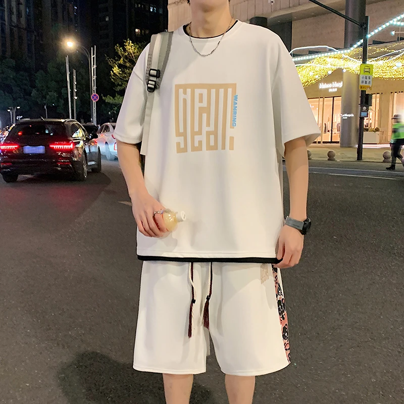 潮牌港风短袖T恤男夏季潮流宽松胖子大码男装上衣舒适透气体恤衫T