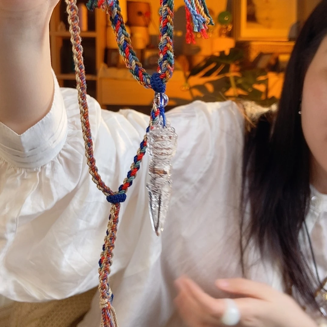 未镶嵌车挂水晶天然白水晶金刚杵雕刻吊坠