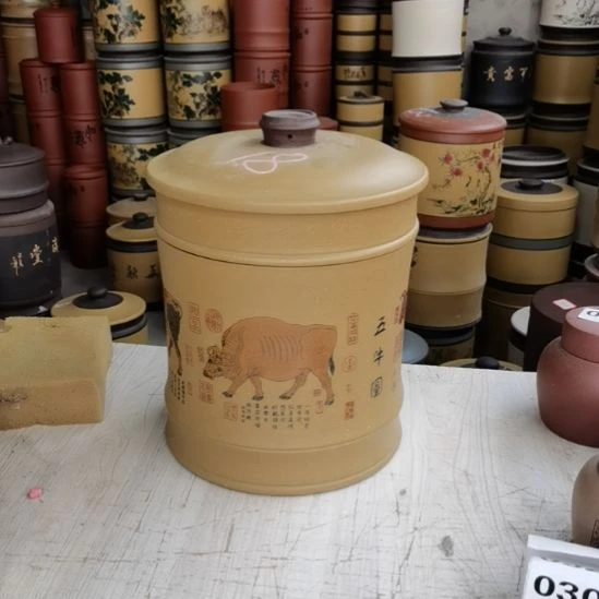紫砂茶叶罐正品七加一五牛图18