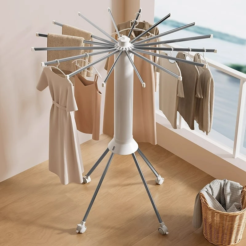 章鱼晾衣架落地折叠阳台家用可移动伸缩八爪鱼室内隐形晒衣服神器