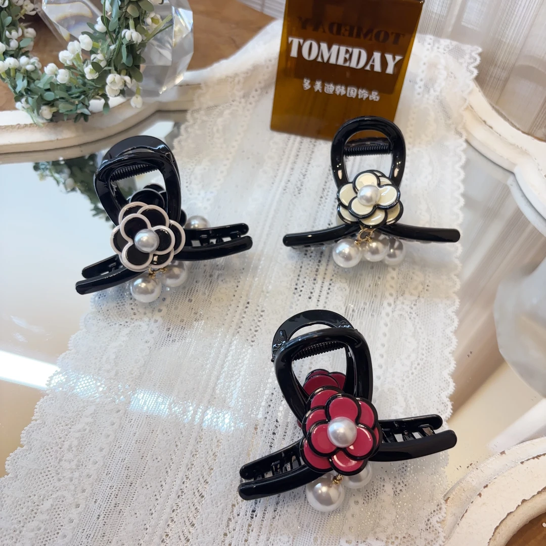 W530韩系设计简约复古山茶花抓夹