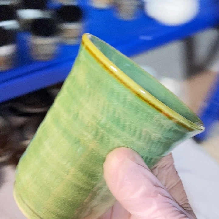 瓷片五厂窑变绿釉闻香杯微瑕疵