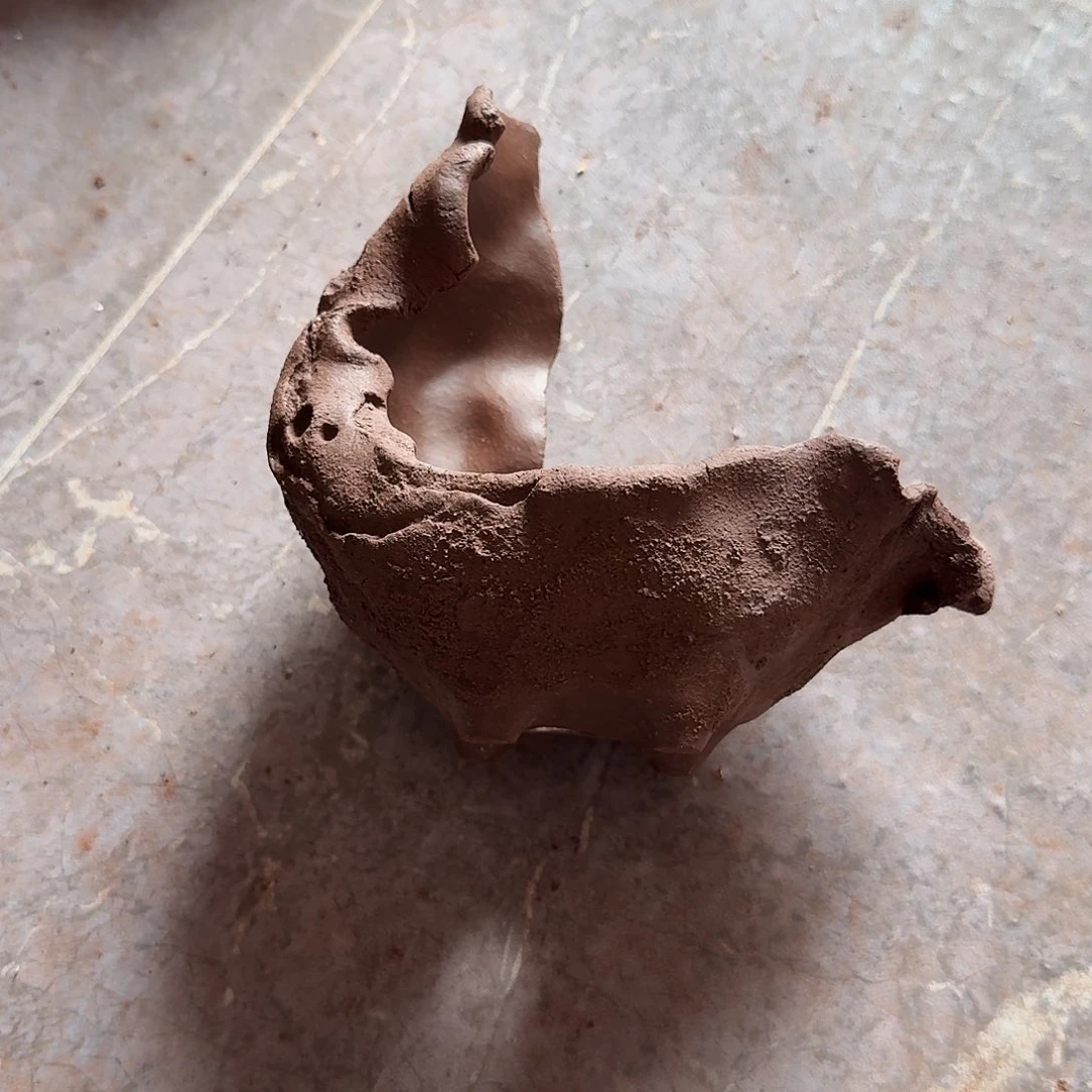 泥塑全手工制作紫砂异形盆