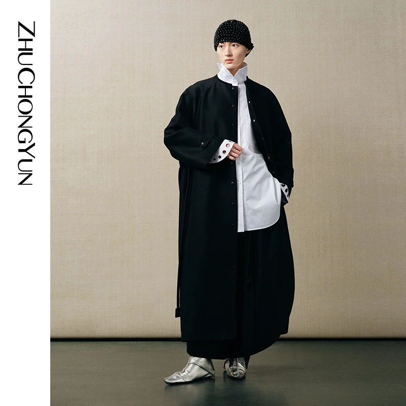 ZHUCHONGYUN2025秋新款廓形剪裁直身宽松长款外套C1FZ31618
