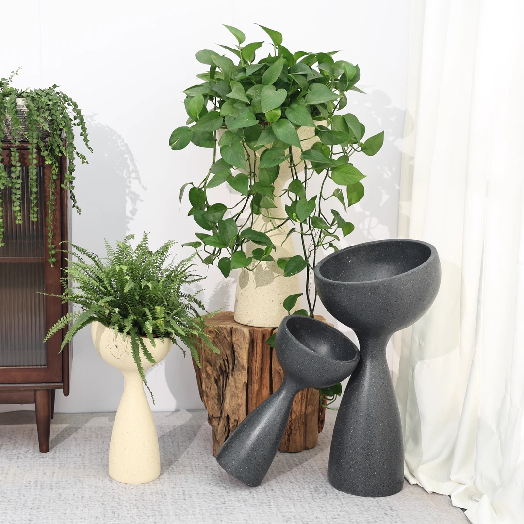 创意艺术镁泥美人鱼高腰花盆室内客厅阳台轻奢高级感落地水泥装饰