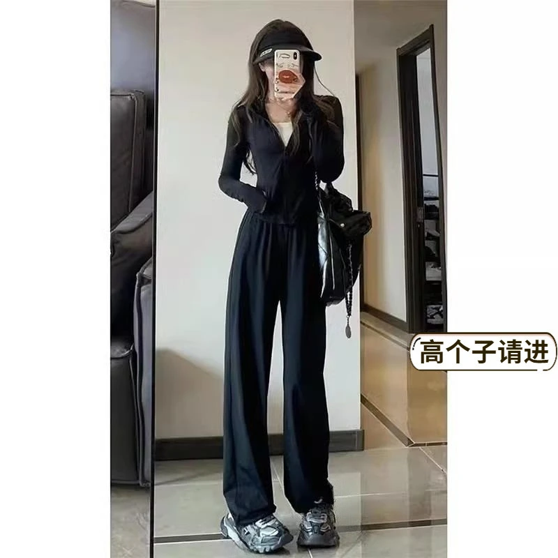 180高个子加长款黑色冰丝防晒裤女夏季薄款175超长窄版凉凉直筒裤