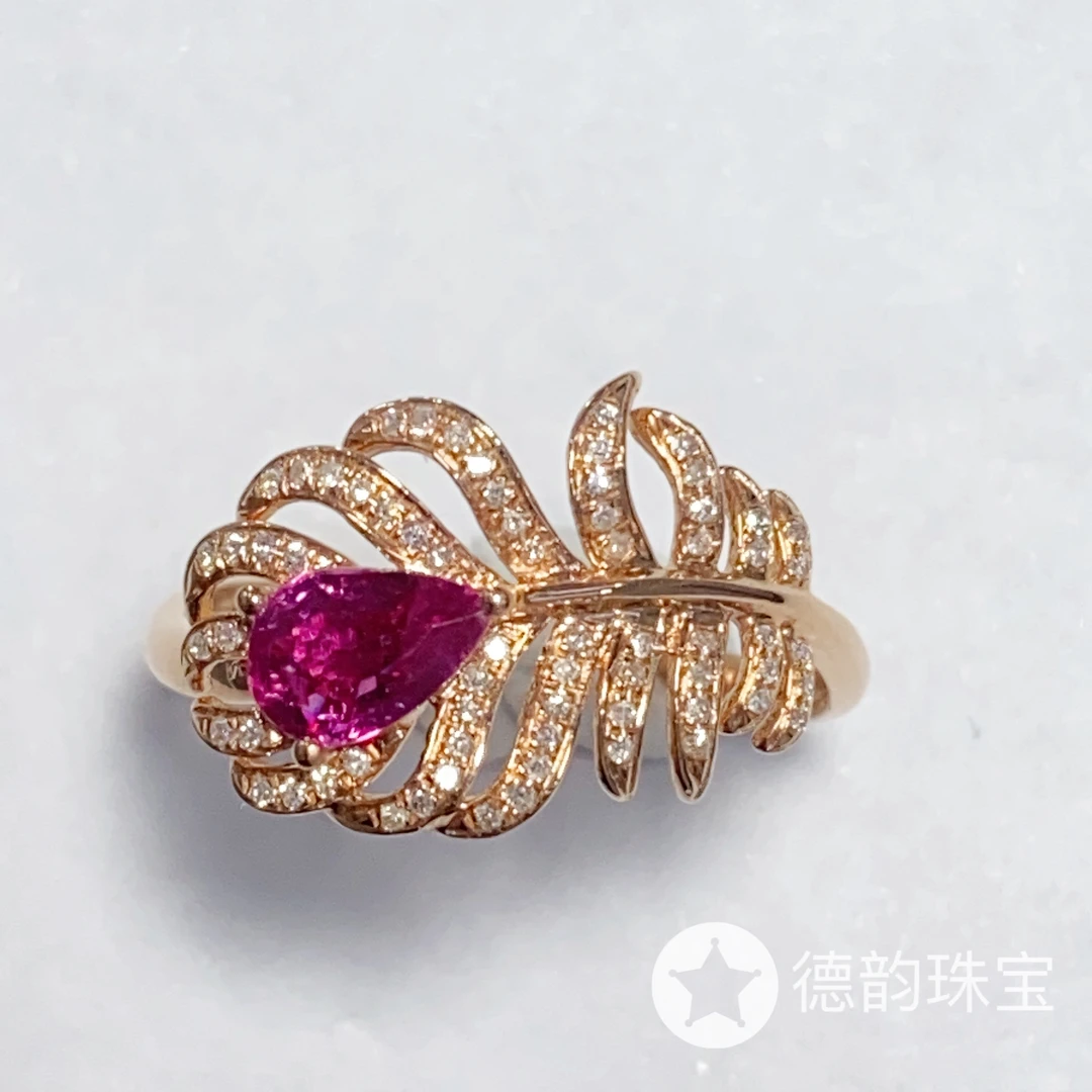 18K金镶嵌无烧红宝石戒指