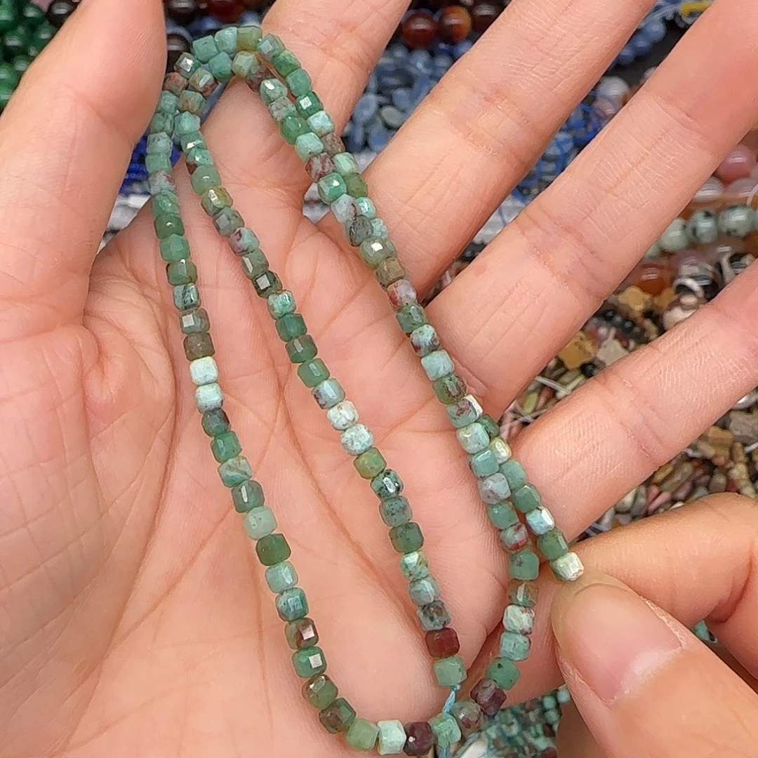 玛瑙/玉髓合金珠宝半成品蓝绿澳宝3mm一条