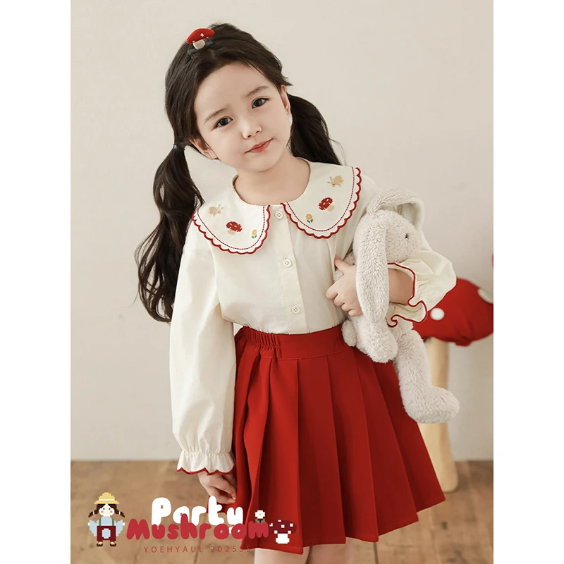 YOEHYAUL/幼悠幼悠【梦幻乐园】春壹波儿童春季洋气长袖绣衬衫C3180