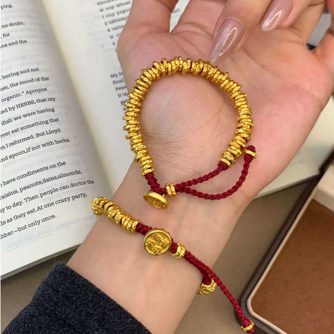 铜合金手链 瑞启金太阳专属【SL008】平安喜乐盘缠红绳 可调节 手链