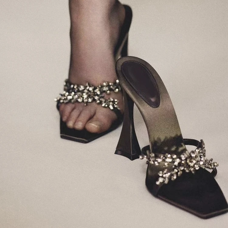 【Sumlee】杨树林2025早春新款凉鞋轻奢高级感名媛百搭水钻凉拖鞋女