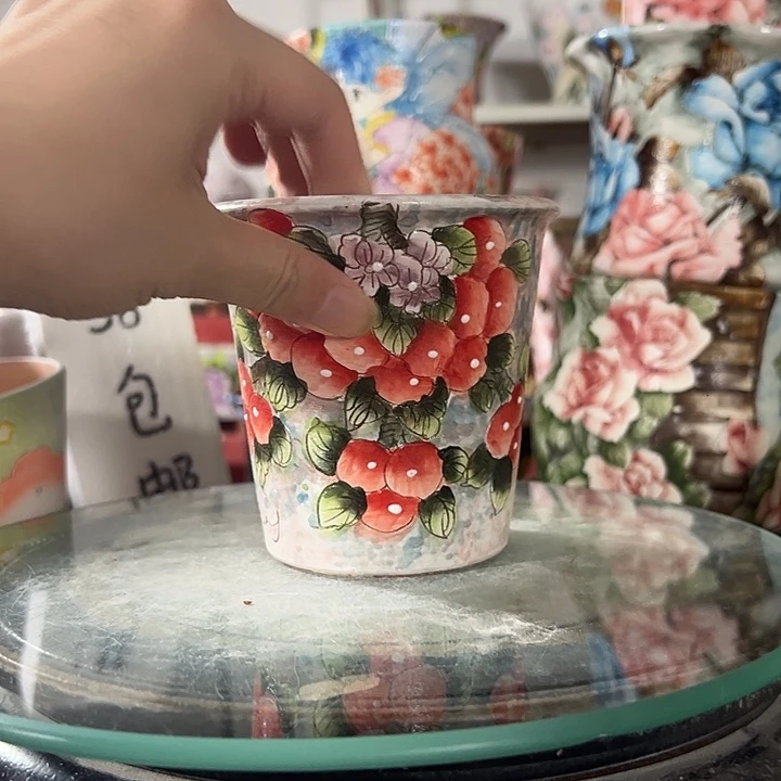 景德镇手绘花盆满38包邮偏远地区除外