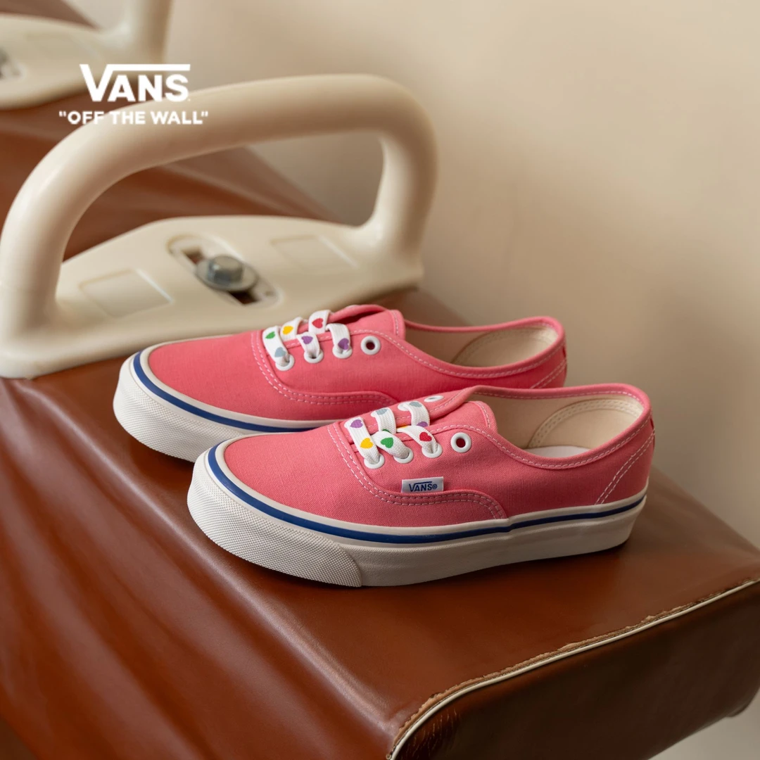 VANS范斯官方 Authentic温柔小爱心粉色简约帆布鞋8ENWO7