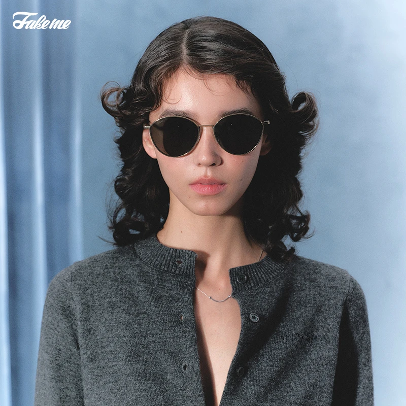 Fakeme【商场同款】猫眼太阳镜β钛防紫外线ins静奢风墨镜 josie