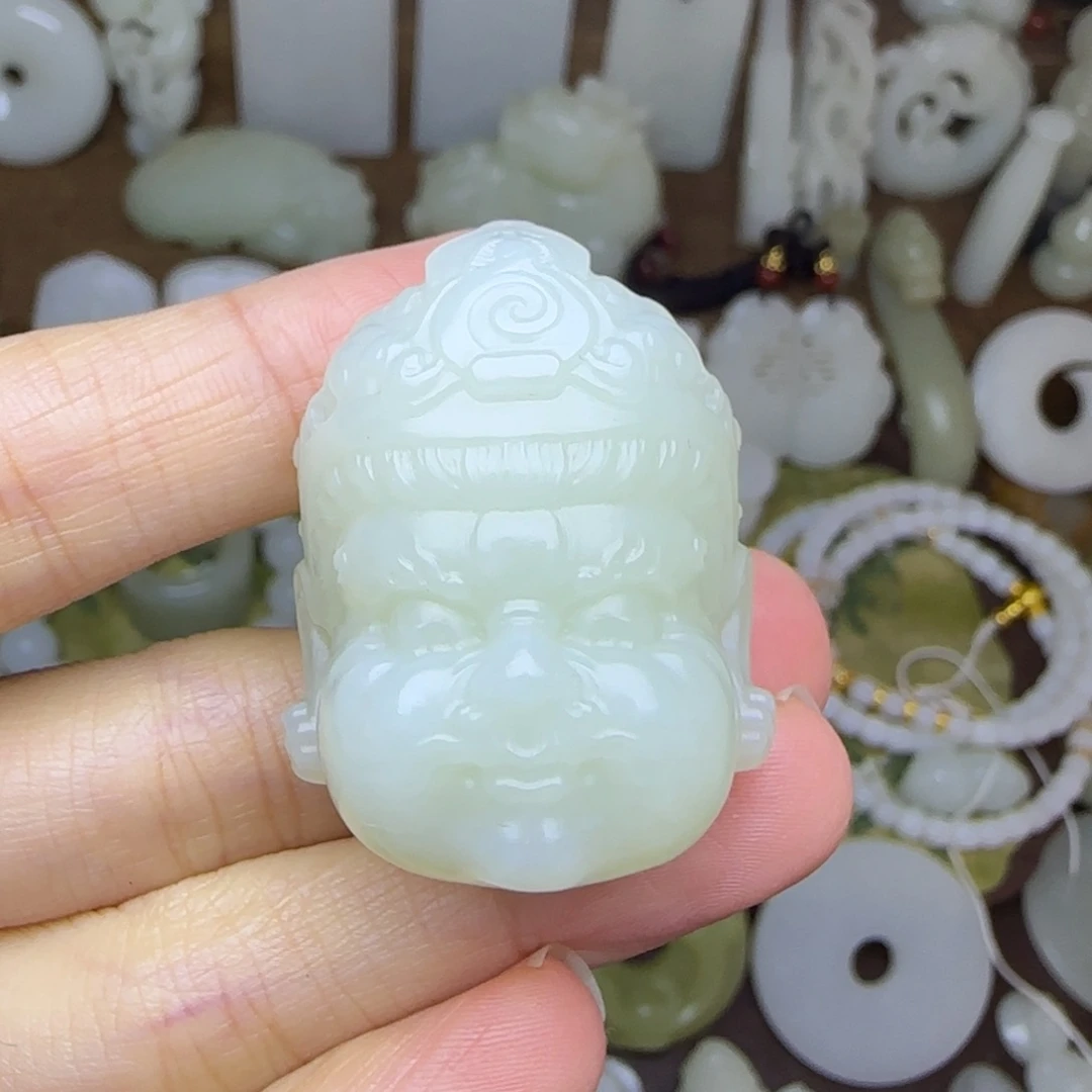 和田玉未镶嵌挂件黄财神