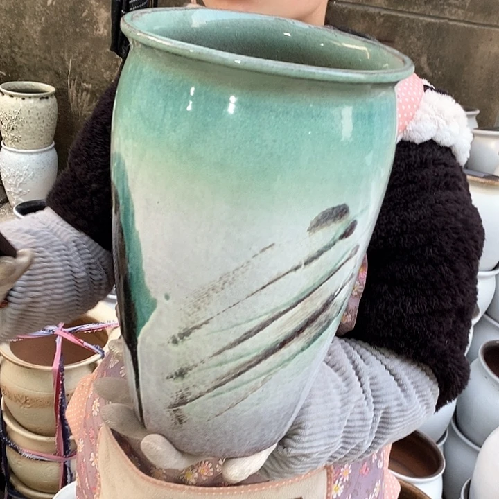 紫砂花盆瑕疵口20高31瑕疵