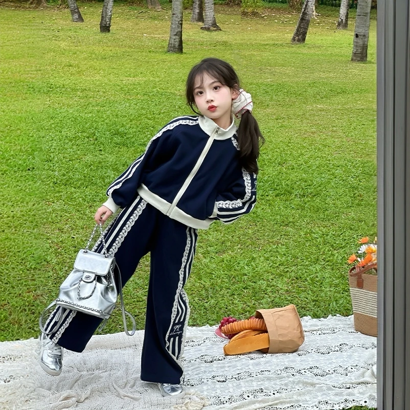 女童秋季套装2025新款时尚洋气儿童休闲套装秋女童运动外套两件套
