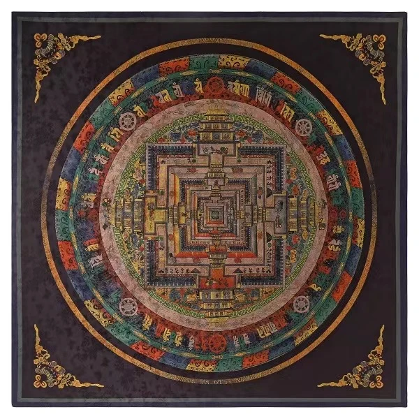 xys-52【坛城唐卡】提花花萝镂空香韵沙 140*140长巾