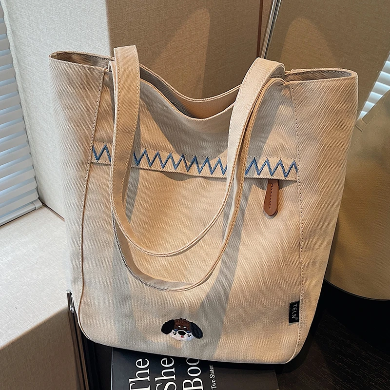 小众可爱帆布包女托特包2025秋冬新款时尚百搭大学生上课通勤单肩
