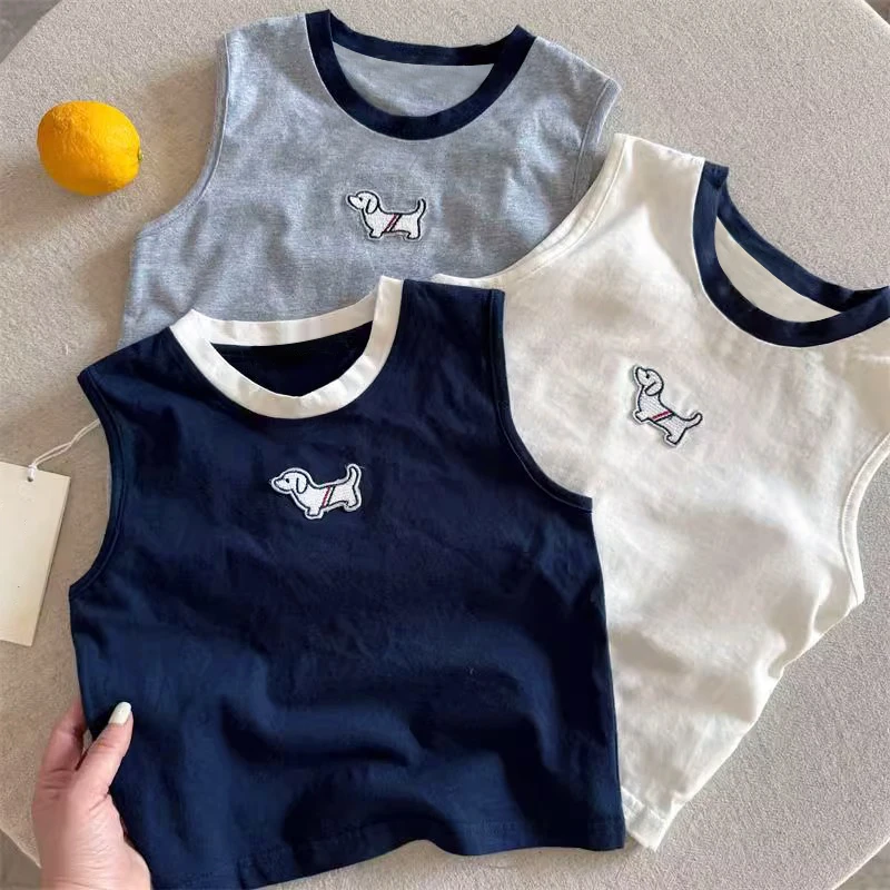 儿童无袖T恤短袖夏装新款男童夏季纯棉T恤男孩子百搭上衣韩版休闲